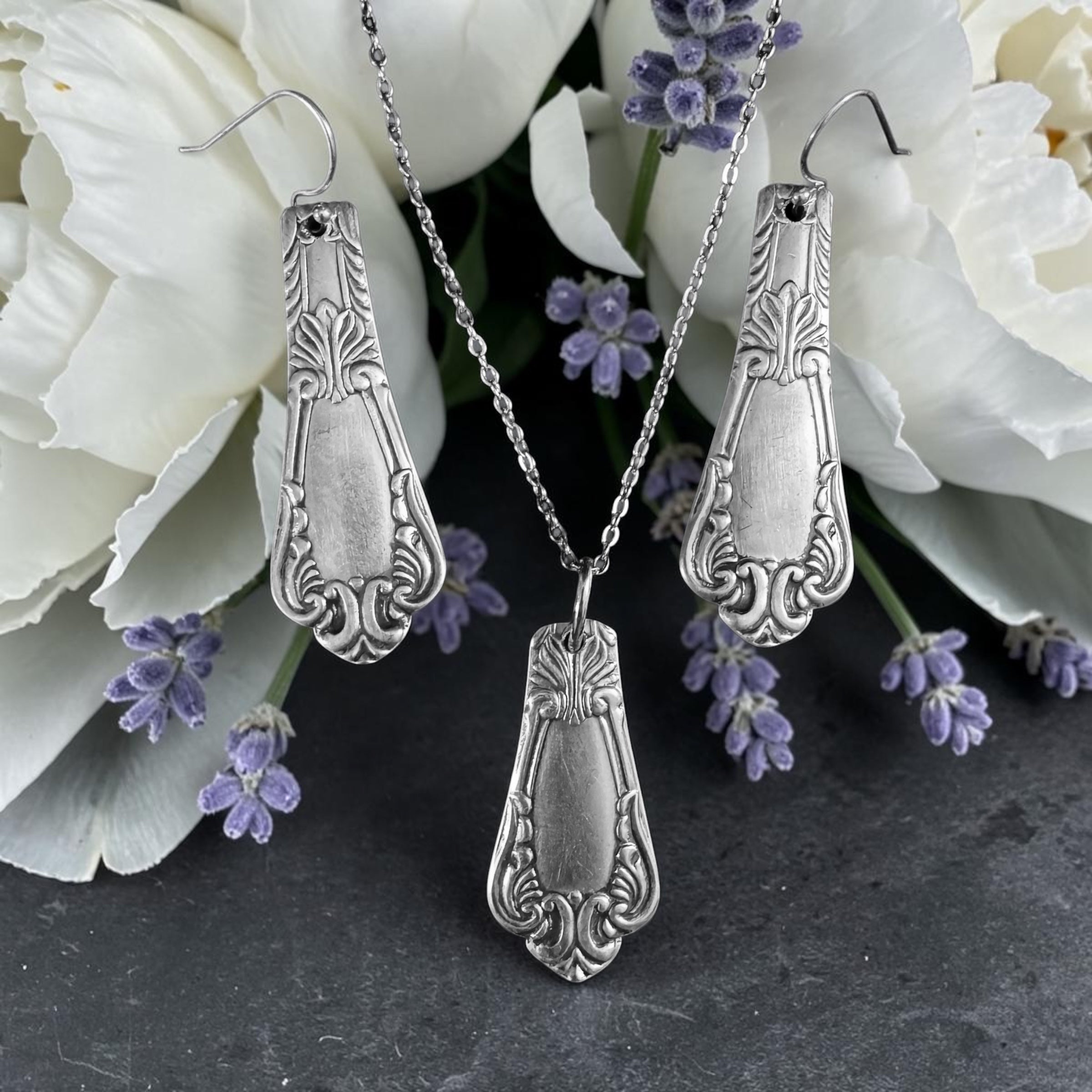 Victorian Fire Necklace and Earring Set- Size 24 inch chain - 2106