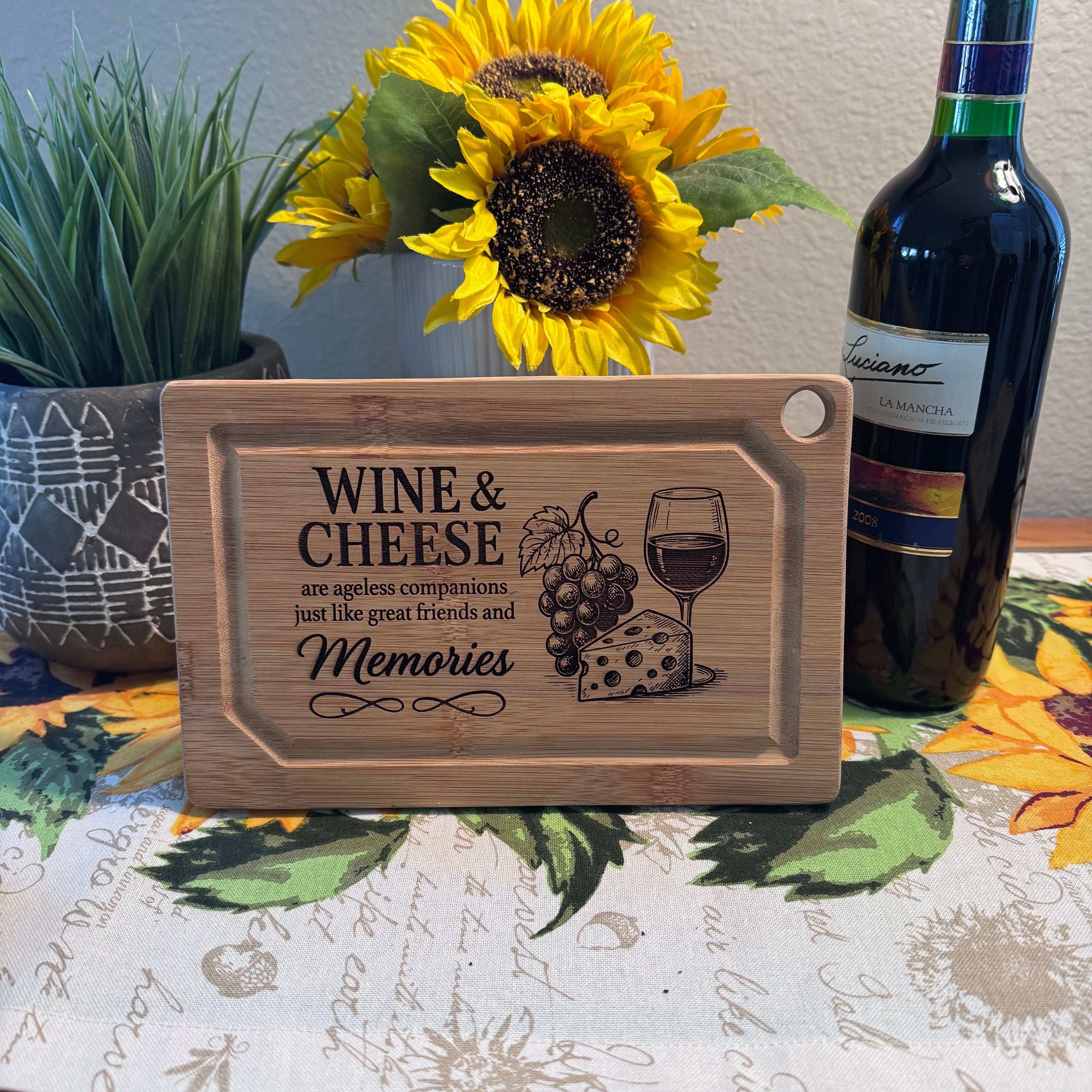 Wine & Cheese Memories - Small Cutting Board - 6x9 - 1436