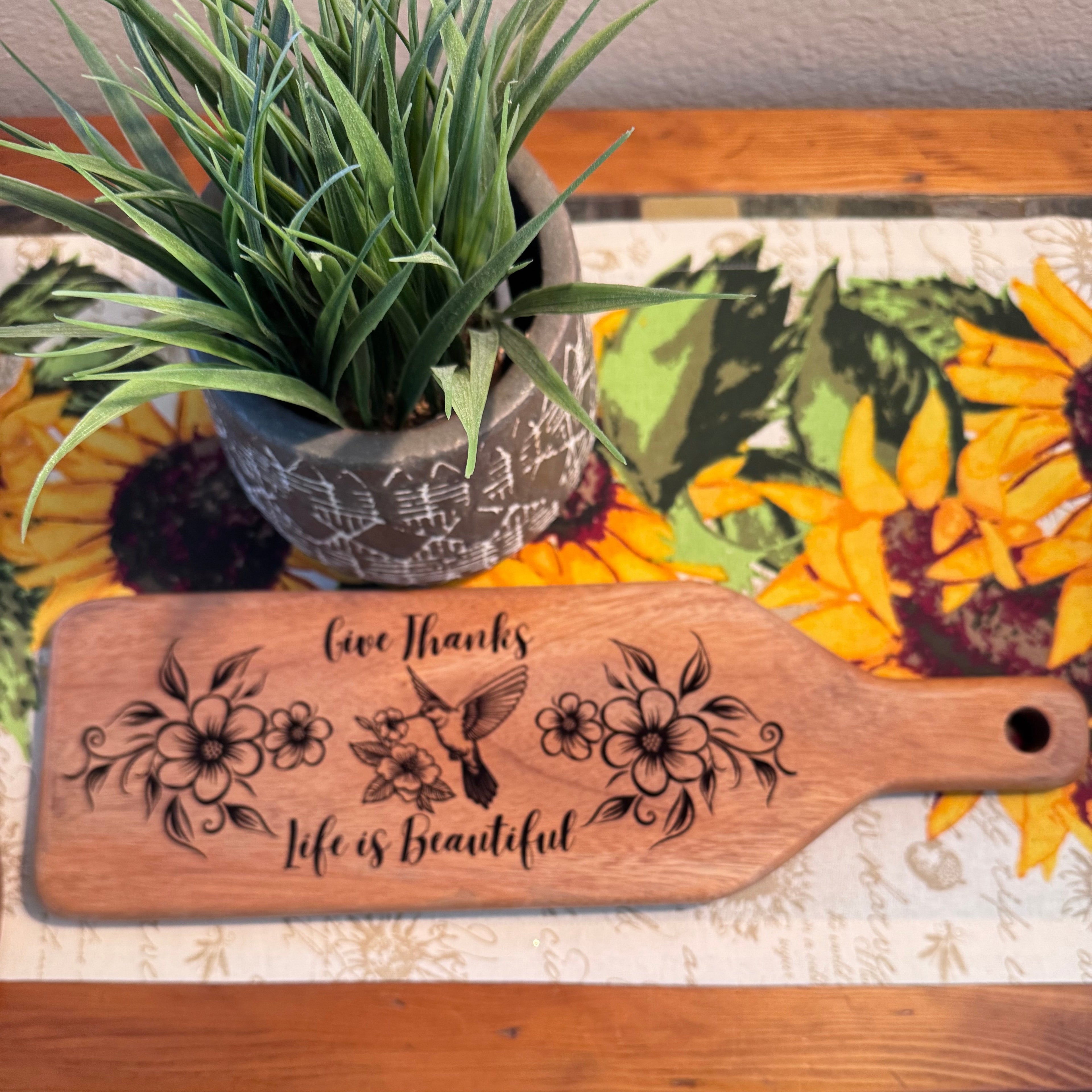 Give Thanks  - 17 x 5.5 Paddle Cutting Board - 1430