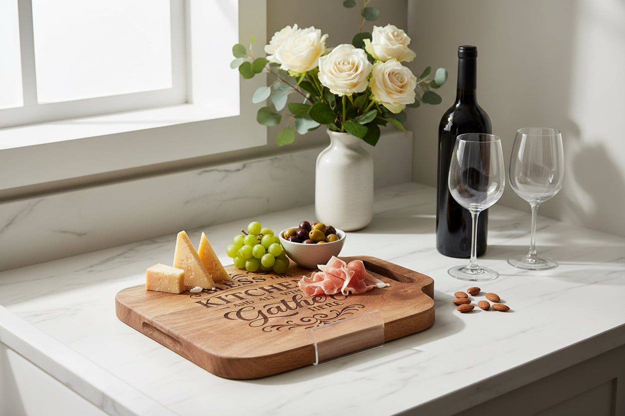 Bless this Kitchen and All that Gather Here - 8 x 9 Cutting Board w/ Handle - 1428