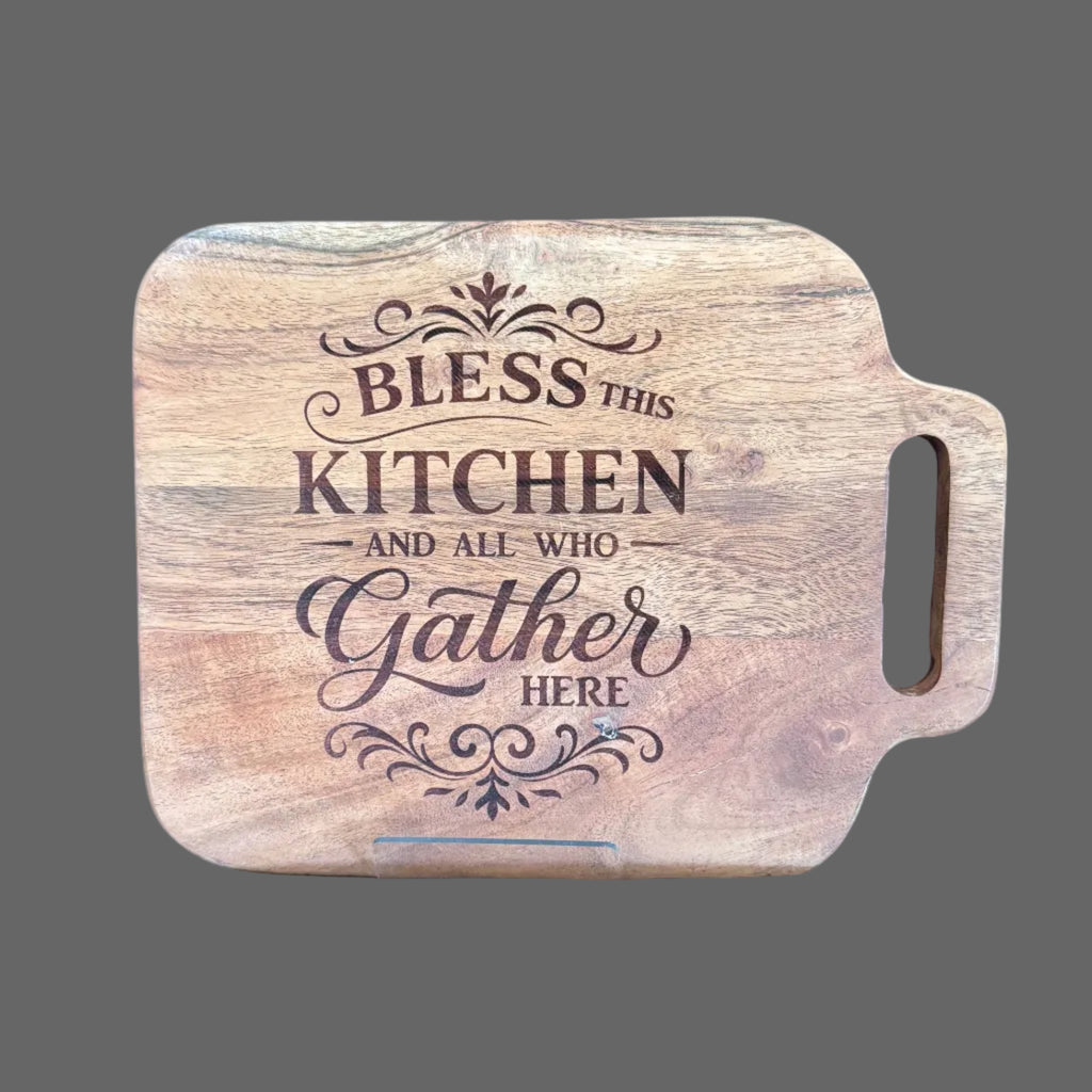 Bless this Kitchen and All that Gather Here - 8 x 9 Cutting Board w/ Handle - 1428
