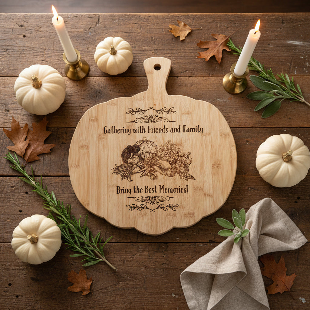 Gathering with Friends and Family - 16 x 15 Bamboo Cutting Board - 1429
