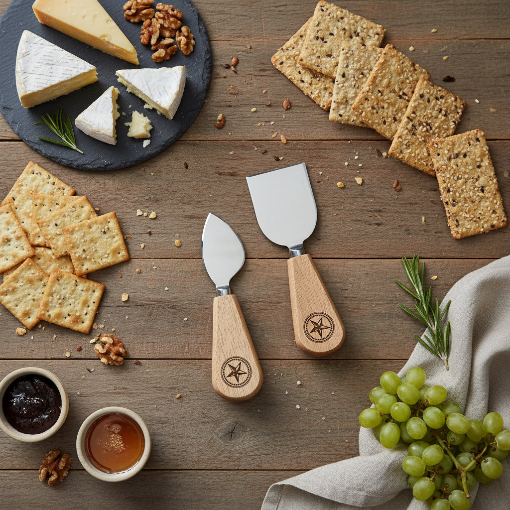 Texas Star Cheese Knives - Set of 2 - Wood Handles - 1600