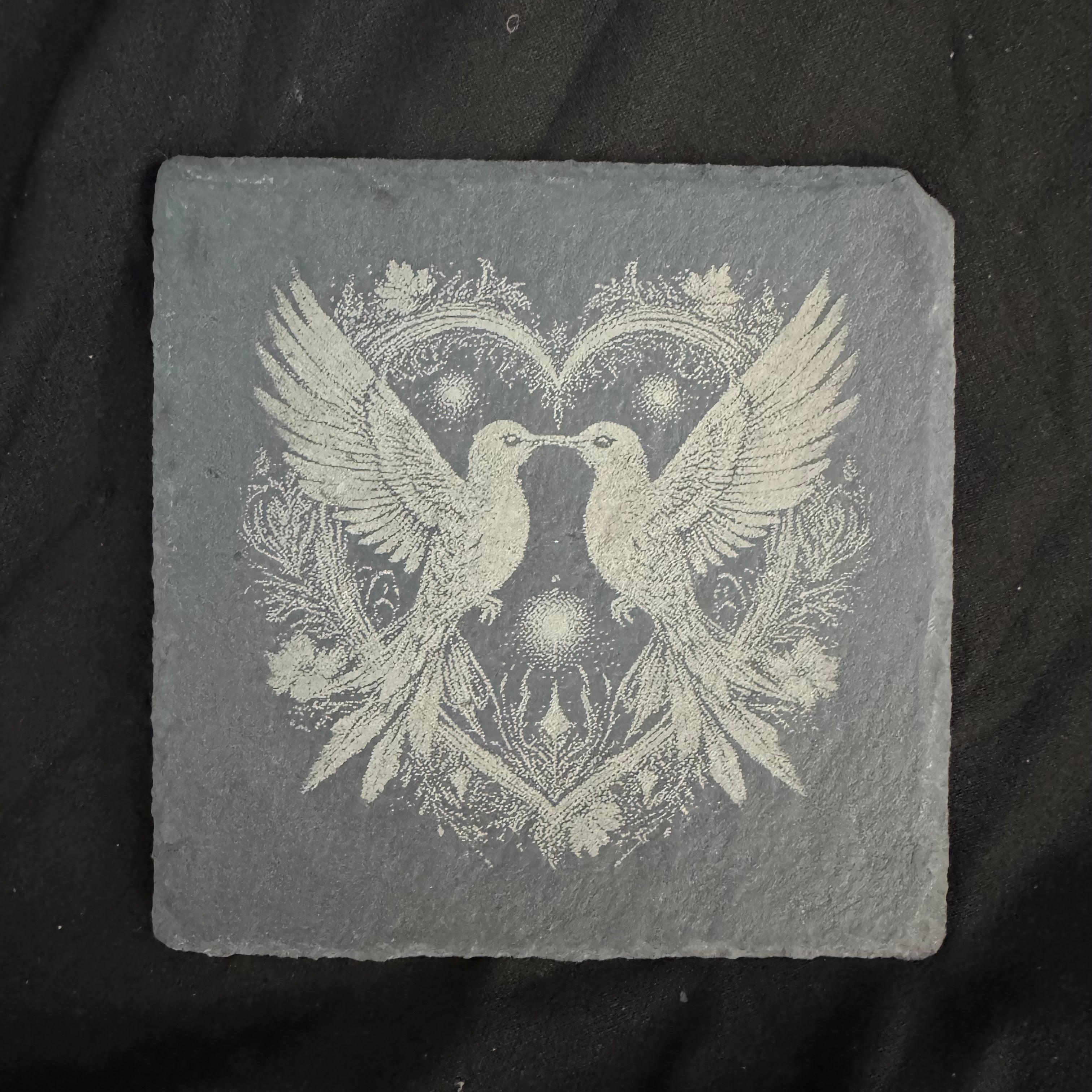 Loving Doves - Slate Coaster - 4x4 - 1802