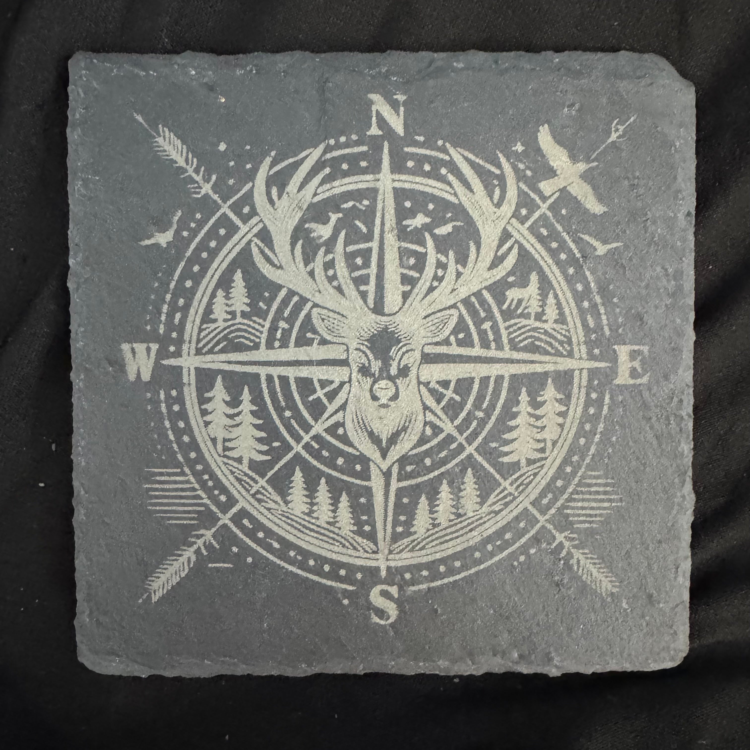 Stag Compass - Slate Coaster - 4x4 - 1805