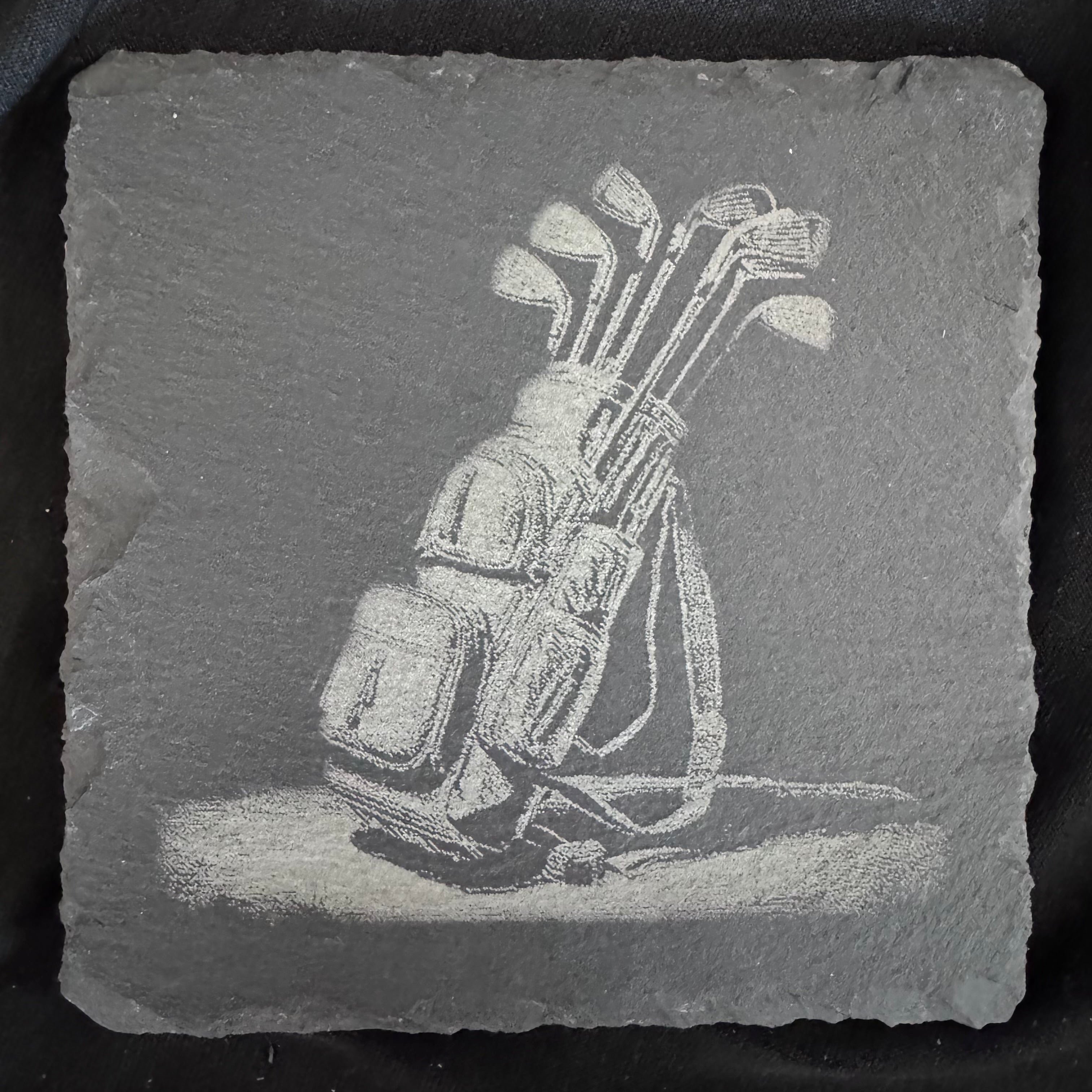 Golf Clubs Solo - Slate Coaster - 4x4 - 1813