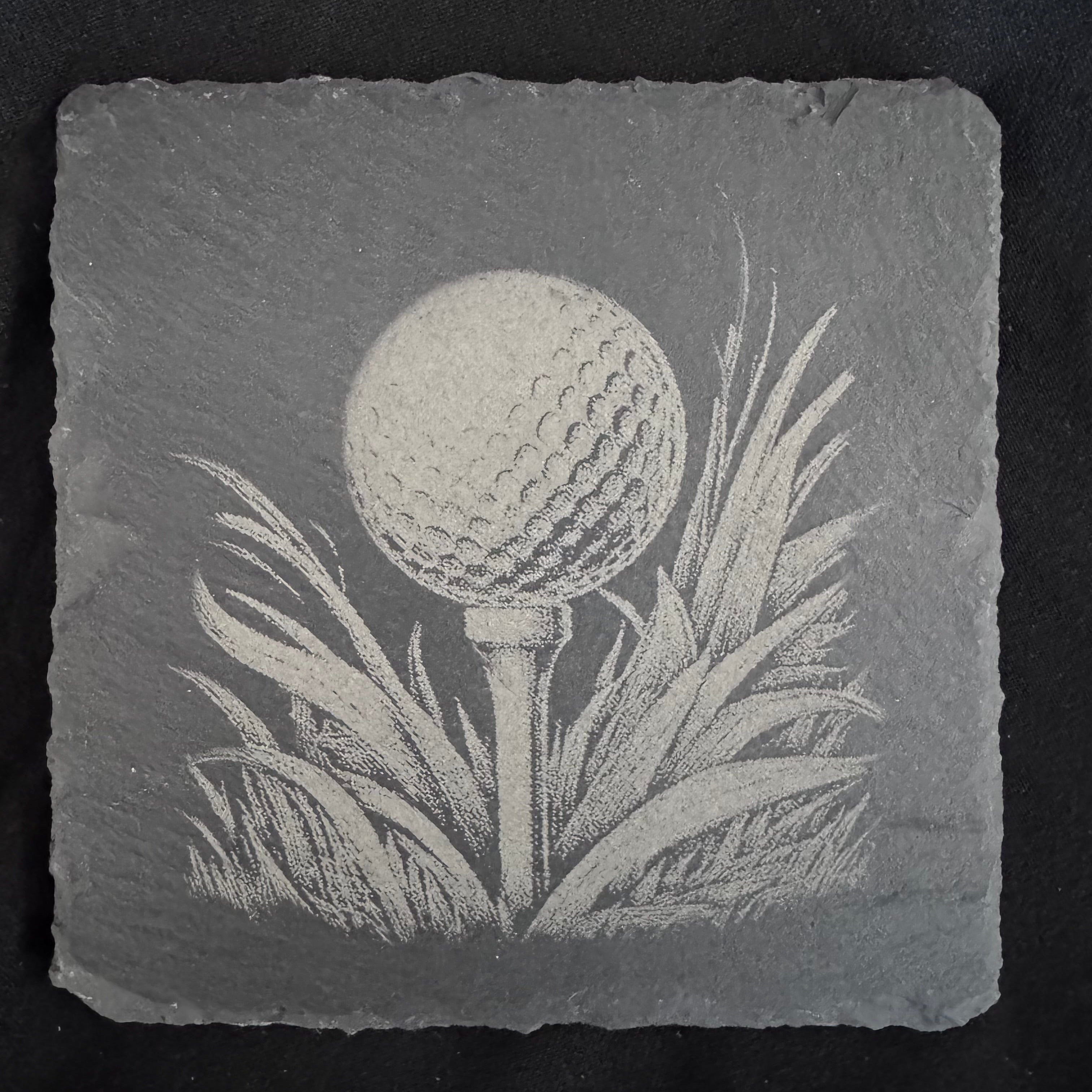 Golfball Slate Coaster - 4x4 - 1817