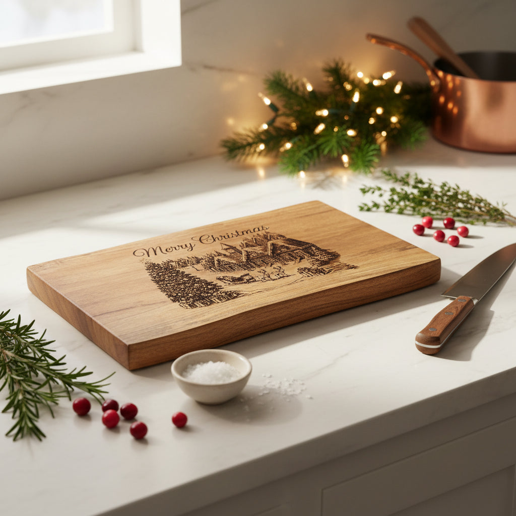 Christmas Scene - Acacia Cutting Board - 13 x 7.5 - 1440